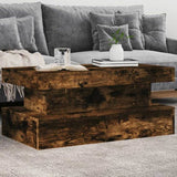 Coffee Table with LED Lights Smoked Oak 90x50x40 cm 839851
