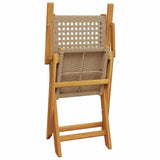 Folding Chairs 4 pcs Beige Poly Rattan and Solid Wood 3214562