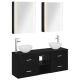 Bathroom Cabinet Set 5 pcs Black Oak 53 x 15.5 x 70 cm 3406688