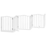 Dog Gate with Door Foldable 15 Panels White 750 cm Poplar Wood 3155593
