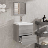 Bathroom Cabinet with Mirror Grey Sonoma Engineered Wood 820473