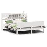 ZNTS Bookcase Bed without Mattress White 180x200 cm Super King Solid Wood Pine 3322699