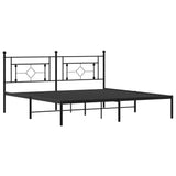 Metal Bed Frame without Mattress with Headboard Black 180x200cm 374343