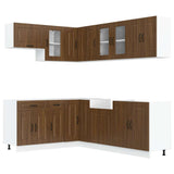 11 Piece Kitchen Cabinet Set Kalmar Brown Oak Engineered Wood 3314888