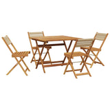 5 Piece Garden Dining Set Beige Polypropylene and Solid Wood 3281783