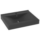 Luxury Basin with Faucet Hole Matt Dark Grey 60x46 cm Ceramic 147027