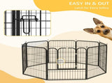 8 Panels Heavy Duty Puppy Playpen, for Small and Medium Dogs, Indoor and Outdoor Use - Black T3398P349717