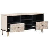 TV Cabinet with Shelf White 100 x 33.5 x 46 cm Solid Mango Wood 4018386