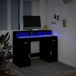 Desk with LED Lights Black 120x55x91 cm Engineered Wood 3309412