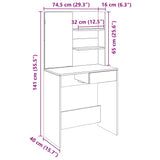 Dressing Table with Mirror Old Wood 74.5x40x141 cm 857007