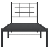 Metal Bed Frame without Mattress with Headboard Black 75x190cm 355551