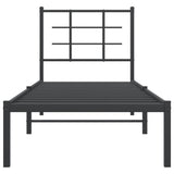 Metal Bed Frame without Mattress with Headboard Black 80x200cm 355552