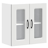 Kitchen Wall Cabinet with Glass Door Kalmar White Engineered Wood 853667