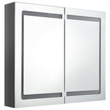LED Bathroom Mirror Cabinet Shining Grey 80x12x68 cm 326514