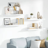Floating Wall Shelves 4 pcs High Gloss White 90x23.5x3.8 cm MDF 323756
