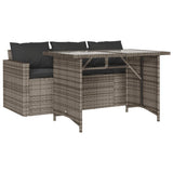 2 Piece Garden Dining Set with Cushions Grey Poly Rattan 366331