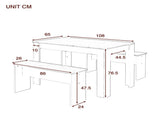 Dining Table with 2 benches Dining Table Set for Kitchen, Dining Room, Small Space Artificial Marble N606P375234G