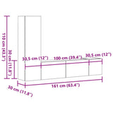 3 Piece TV Cabinet Set Smoked Oak Engineered Wood 3120227