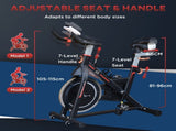 Exercise Bike, Indoor Cycling, with LCD Display, Heart Rate, Sensor - Black T3398P376867