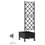 Garden Planter with Irrigation&Wheels Black 40 x 40 x 132 cm PP 3422945