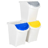 Stackable Waste Bins with Lids 3 pcs White PP 120 L 364070