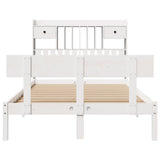 Bookcase Bed without Mattress White 135x190 cm Double Solid Wood Pine 3321825