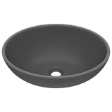 Luxury Basin Oval-shaped Matt Dark Grey 40x33 cm Ceramic 146928
