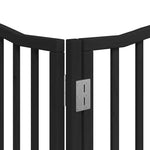Dog Gate with Door Foldable 8 Panels Black 640 cm Poplar Wood 3155630