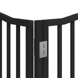 Dog Gate with Door Foldable 8 Panels Black 640 cm Poplar Wood 3155630