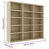 CD Cabinet Sonoma Oak 100x23x89.5 cm Engineered Wood 801790