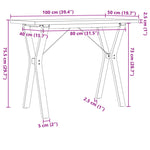 ZNTS Dining Table Y-Frame 100x50x75.5 cm Solid Wood Pine and Steel 3282785