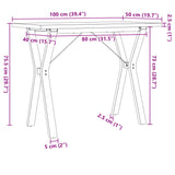 ZNTS Dining Table Y-Frame 100x50x75.5 cm Solid Wood Pine and Steel 3282785