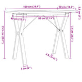Dining Table Y-Frame 100x50x75.5 cm Solid Wood Pine and Steel 3282785