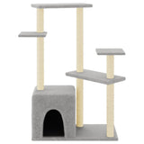 Cat Tree with Sisal Scratching Posts Light Grey 107.5 cm 172071