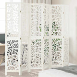 Room Divider 6 Panels White Solid Wood Paulownia 358747