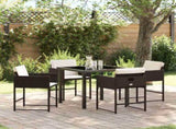 Garden Dining Set 5 pcs Brown Poly Rattan 3380725