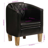 Tub Chair Black Real Leather 359639