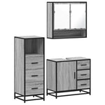 ZNTS 3 Piece Bathroom Furniture Set Grey Sonoma Engineered Wood 3301048