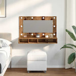 ZNTS Mirror Cabinet with LED Old Wood 90x31.5x62 cm 857005