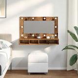 ZNTS Mirror Cabinet with LED Old Wood 90x31.5x62 cm 857005