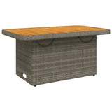 Garden Table Grey 90x55x71 cm Poly Rattan and Acacia Wood 368276