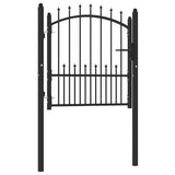 Fence Gate EMMEN with Spikes Steel 104x97 cm Black 146398