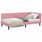 Corner Bed Frame with Headboard Pink 90 x 200 cm Velvet 42016351