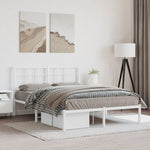ZNTS Metal Bed Frame without Mattress with Headboard White 140x200cm 355611