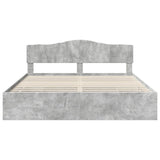 Bed Frame with Drawer Concrete Grey 200 x 200 cm Engineer Wood 3412973
