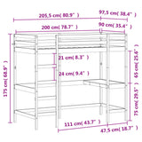 Loft Bed without Mattress Wax Brown 90x200 cm Solid Wood Pine 842853