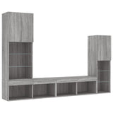 4 Piece TV Wall Units with LED Grey Sonoma Engineered Wood 3216659