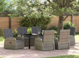 Garden Dining Set with Cushion 7 pcs Grey Poly Rattan 3379496