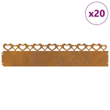 Lawn Edgings 20 pcs Rusty 103 x 0.05 x 22 cm Weathering Steel 874847