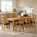 Dining Set 9 pcs Black Solid Oak Wood 3430415